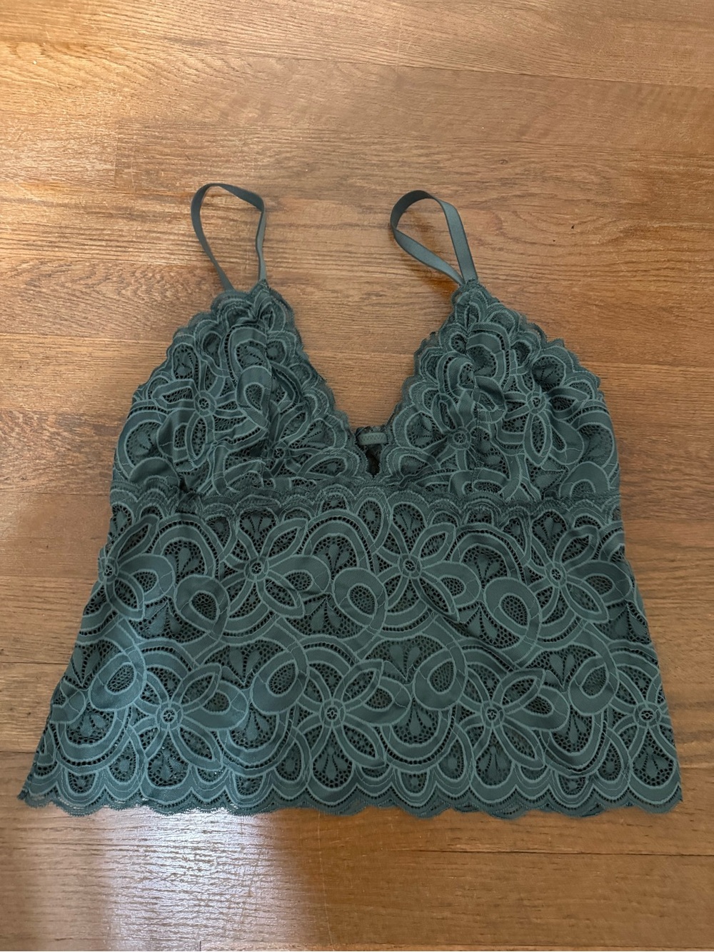 aerie Lace Bralette Cami Top - Teal Green